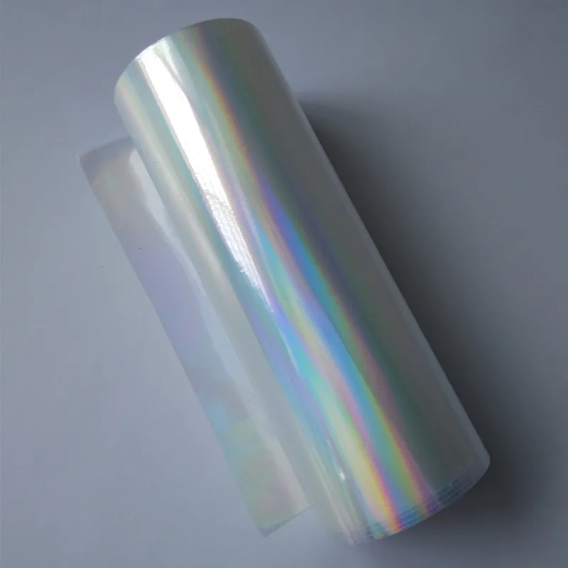 Holographic foil hot stamping foil press on paper or plastic transparent plain rainbows hot foil