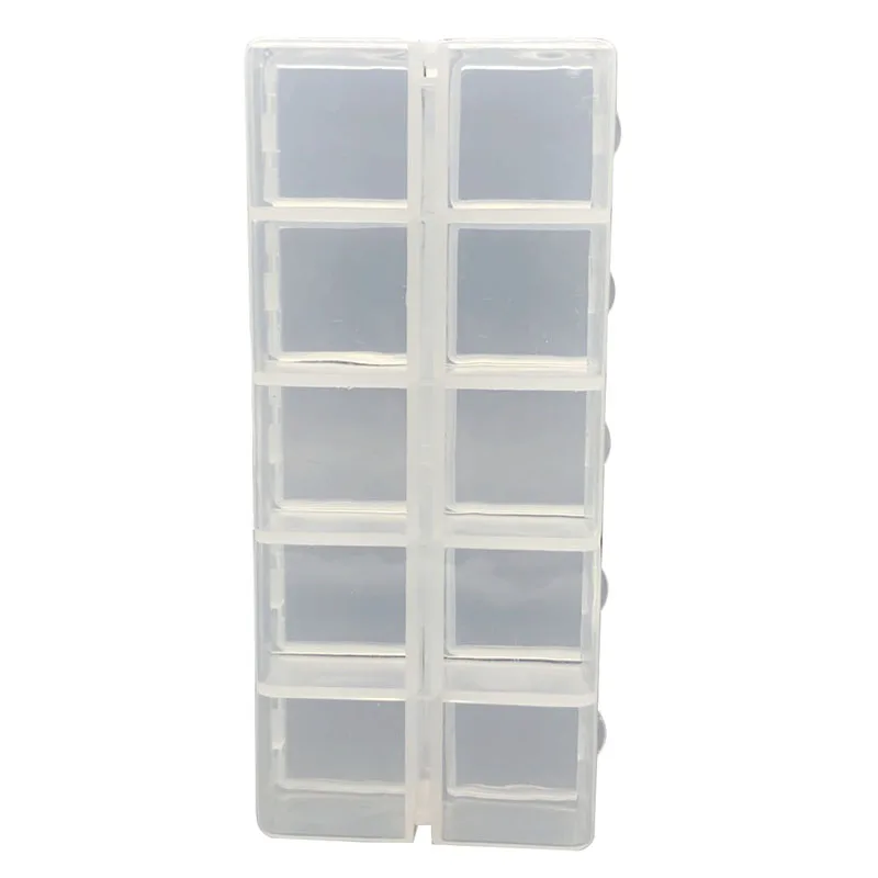 Storage Box 10 Slots Compartment Double Sides Plastic Jewelry Storage Box Clear Tool Case Plastic Box Pills Drugs Container