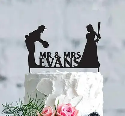 

Personalized Mr&mrs Baseball player couples wedding Acrylic cake toppers bridal shower engagement party decorations