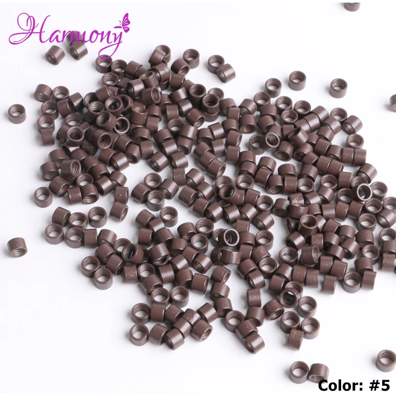 Screw Micro Rings 4.5*3*3MM 1000Pcs/Bottle #5 Medium Brown Hair Beads Microring Hair Crimp Beads Hair Extension Tubes