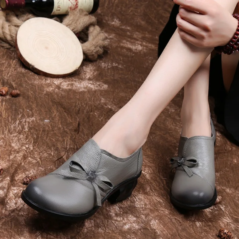 GKTINOO Spring Autumn Fashion Loafers 100% Genuine Leather Single Shoes Soft Casual Flat Shoes Women Flats mother shoes 35-40