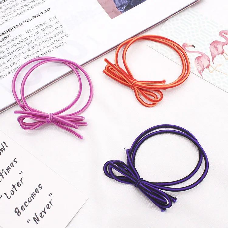 6 Pcs/lot Double layer Bow tie Girls Elastics Rubber Band  Hair Accessories Scrunchie Headdress  Cute candy color