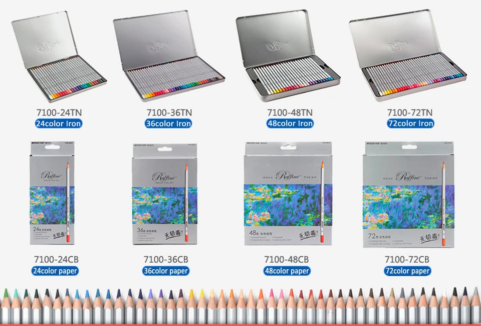 marco リヴェリン 色鉛筆 100色 Amazon | MARCO鉛筆 水彩色鉛筆 100色セット 3120型｜水溶タイプ 乾湿