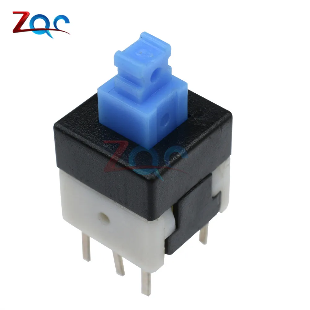 10pcs NEW 8X8mm Blue Cap DPDT Self-locking Type Square Button Switch 8*8 8X8 mm 6Pin Multimeter