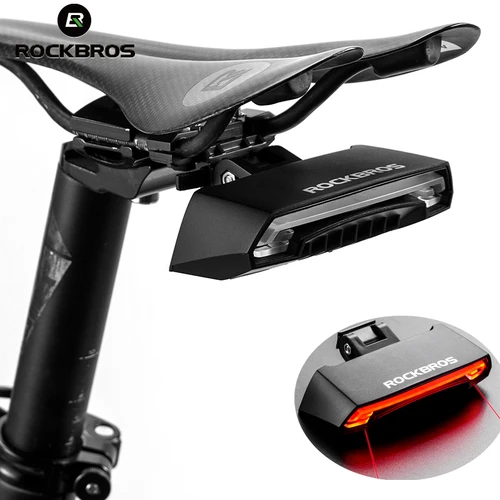 Imagen 1 del producto ROCKBROS bicicleta tija de sillín LED luz trasera inalámbrica MTB advertencia de seguridad bicicleta impermeable Control remoto inteligente lámpara trasera