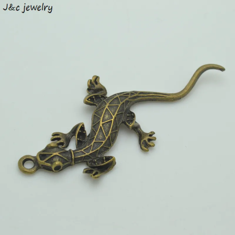 Wholesale 4 Pcs metal Antique Bronze color  gecko Charms pendant fit European bracelet made diy Pendant Jewelry Findings D9244