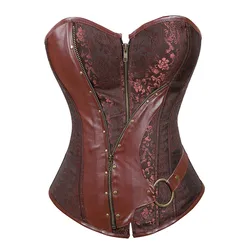 Steampunk Corset Leather Waist Control Sexy Corsets and Bustiers Top Overbust Gothic Punk Burlesque Corselet Plus Size Korsett