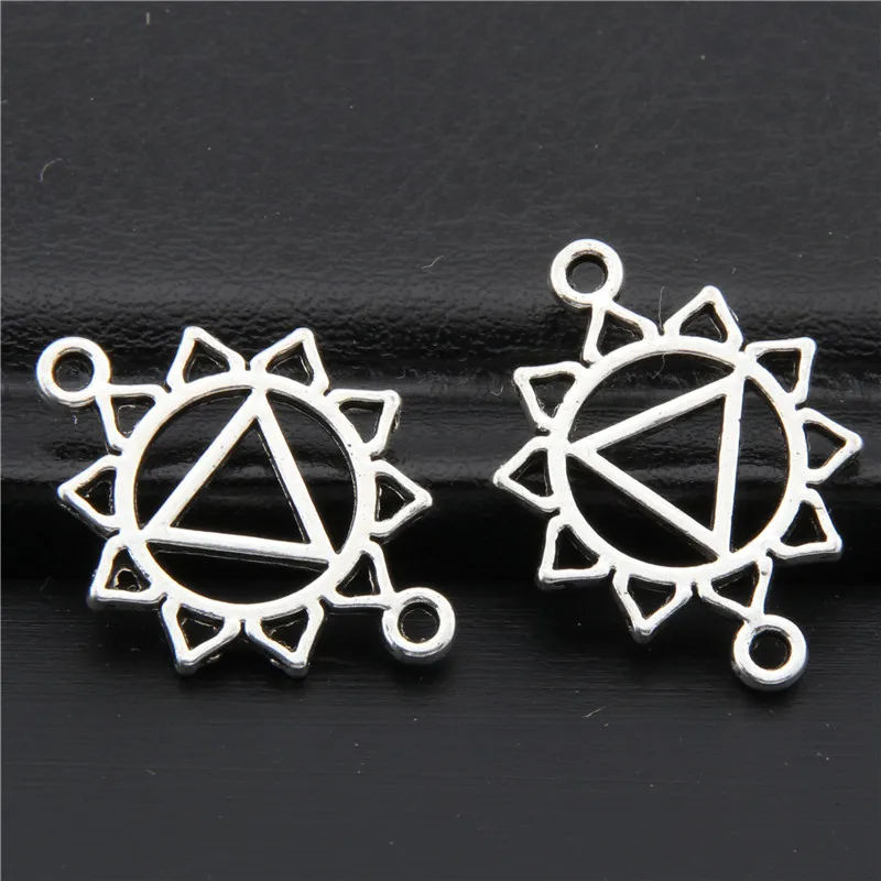 21pcs   Silver Color 7 Chakra  Zinc Alloy Yoga Charm Connector OM Pendant Fit Handmade Jewelry DIY