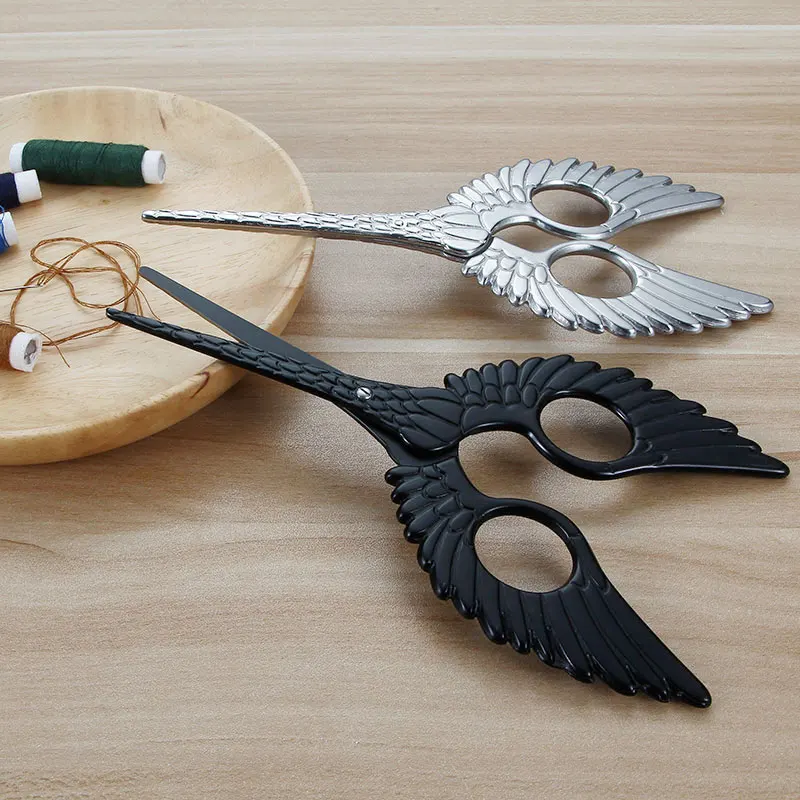 Stainless Steel needlework scissors Embroidery Tailor's Scissor Thread Trimmer Fabric Angel wings feathers Craft Sewing Tools