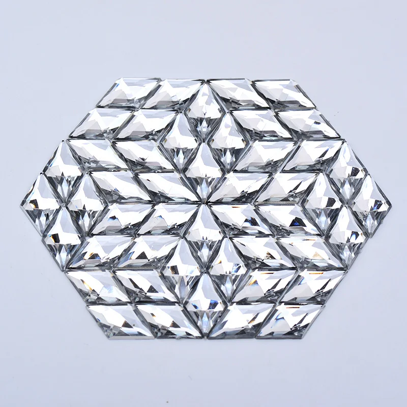 JUNAO 11x18mm Clear AB Crystal Acrylic Flatback Rhinestones Non Sewing Rhombus Crystal Stones Glue On Strass Applique for Crafts