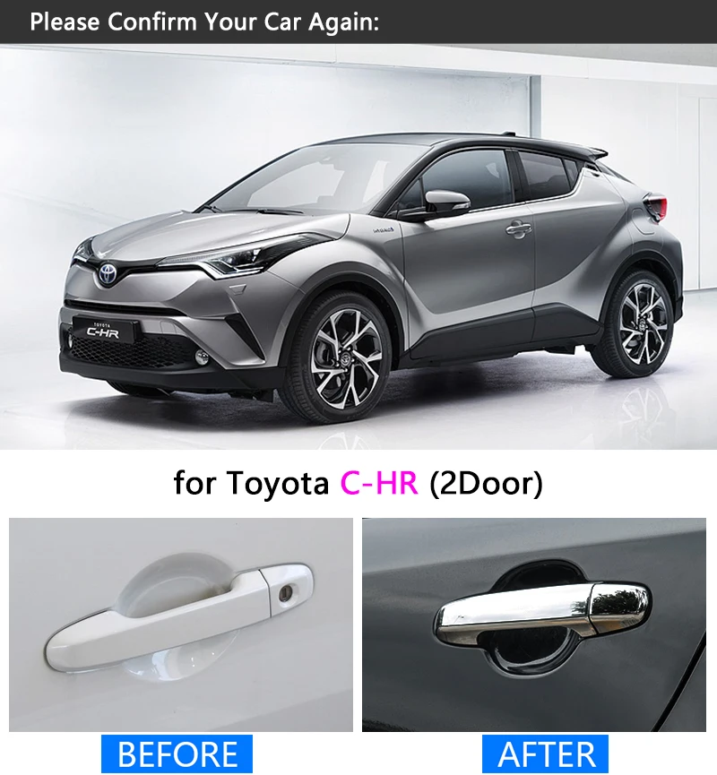 for Toyota C-HR MK2 2017 2018 Luxurious Chrome Handle Cover Trim Set for CHR C HR Front Door Car Accessories Sticker Car Styling