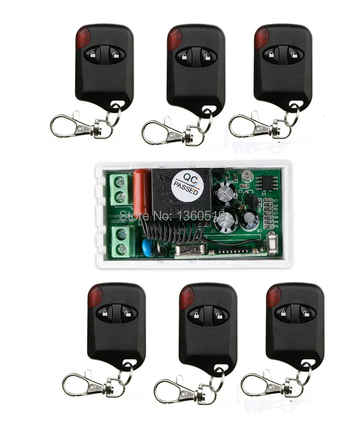 

AC220V 10A 1CH Wireless Remote Control Switch System 1*Receiver +6 *cat eye Transmitters for Appliances Gate Garage Door