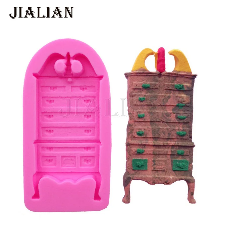 DIY Wardrobe Chest Drawers Fondant Silicone Mold Chocolate Fondant Cake Baking Tools used to easily create poured sugar T-0878