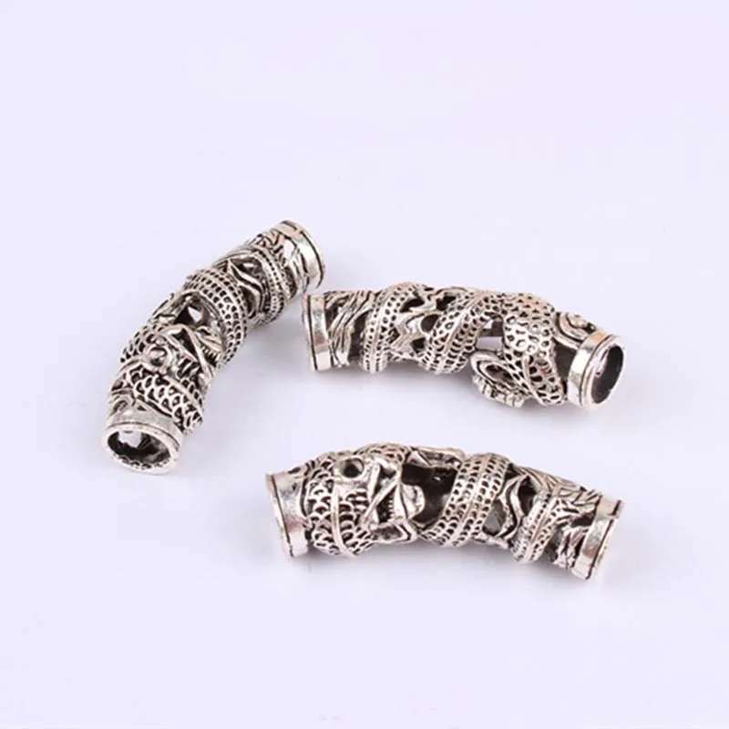 5PCS African Hair Braid Copper Tube Metal Hollow Hair Ring Dread Bead Dreadlock Cuffs Jewelry Decoration Accessories Gold Silver