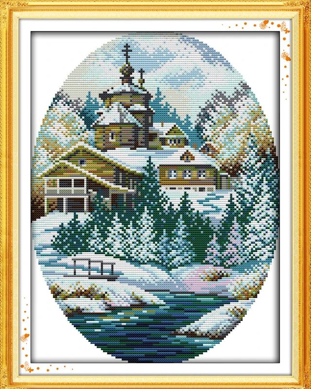 Four seasons in coast cross stitch kit aida 14ct 11ct count printed canvas stitches embroidery DIY handmade needlework plus