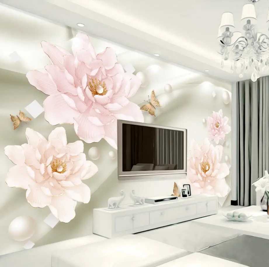 

beibehang Custom Wallpaper Water 3D Stereo Relief Peony Flower Modern Simple European TV Backdrop Wall mural 3d wallpaper photo