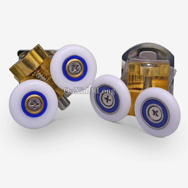 

NEW 4Pairs Shower Sliding Door ROLLERS /Runners/Wheels/Pulleys Brass Bouncing Swing Pulley Install Up and Down Dia 26mm/28mm