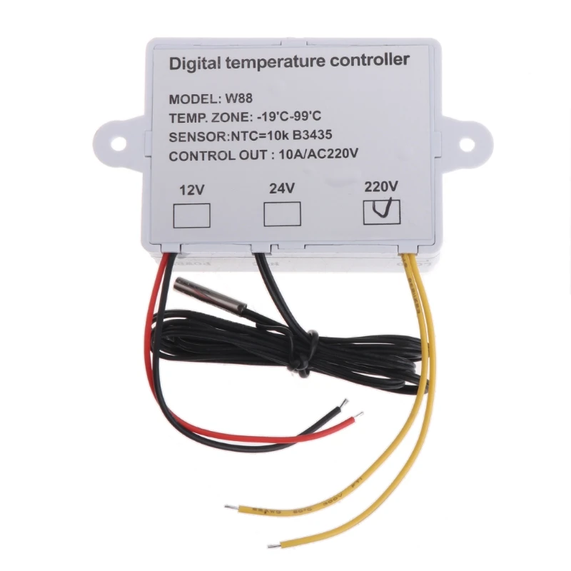 Controle de temperatura w88 12v/220v 10a digital led sensor de interruptor de controle de termostato