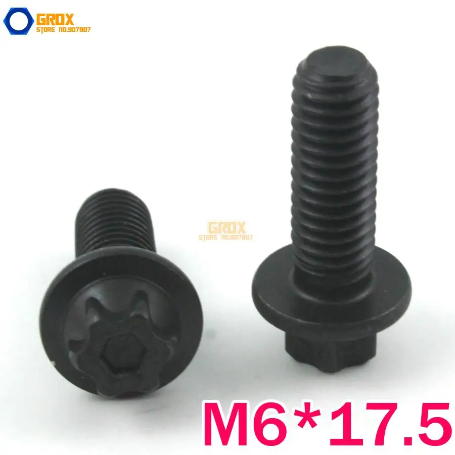 

40 Pieces M6*17.5mm 12.9 Grade Hex Head Torx Screw Flange Bolt Full Thread