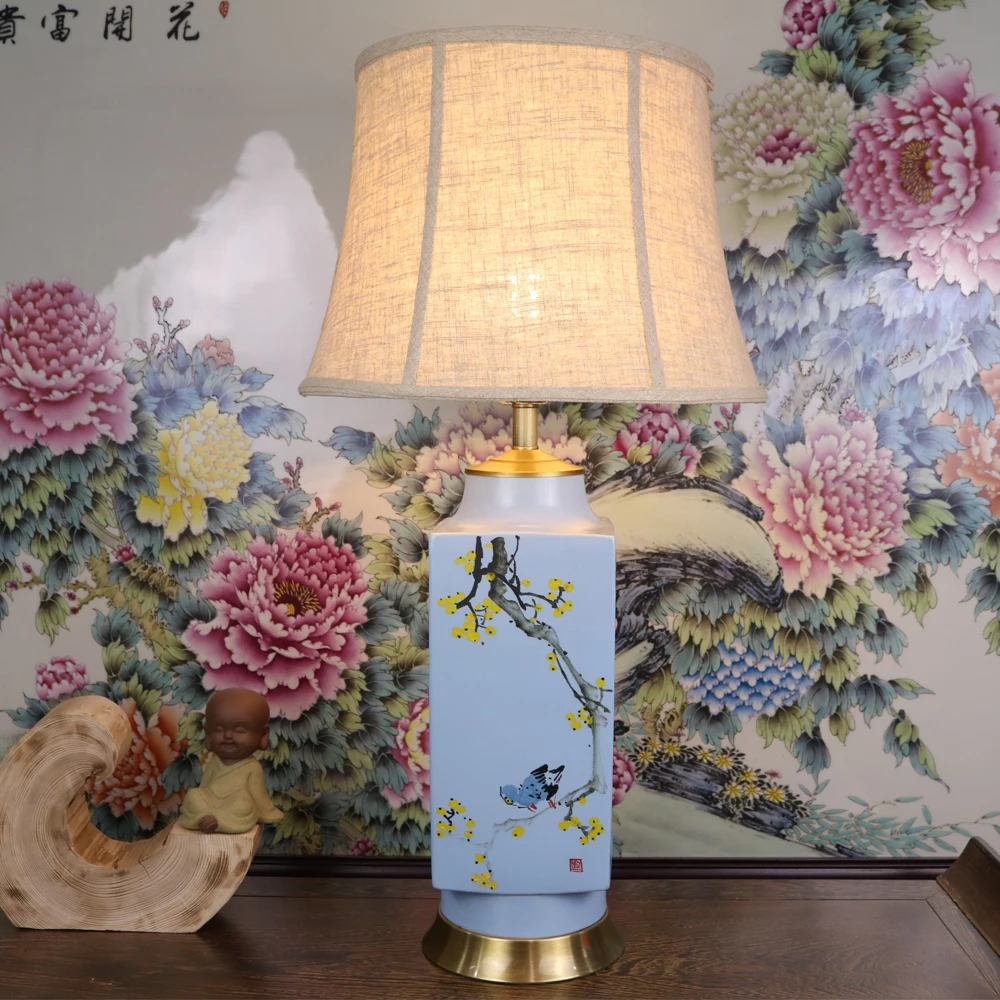 Art Chinese porcelain ceramic table lamp bedroom living room wedding table lamp Jingdezhen led table lamp