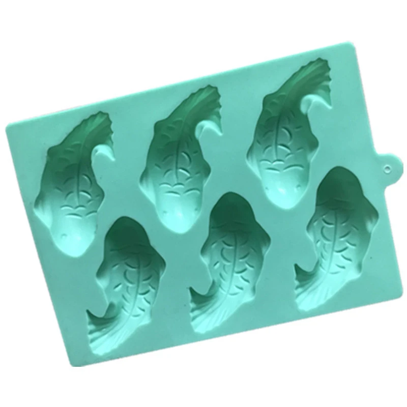 6-cavity Koi Carp Jelly Fish Soap Chocolate Silicone Bakeware Cake Mould H897