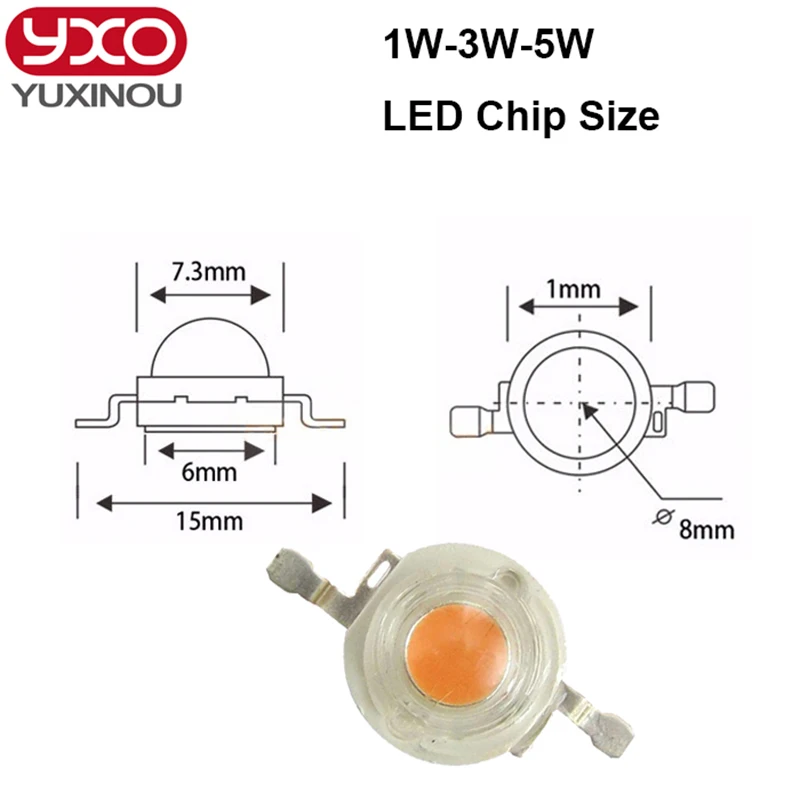 Full Spectrum LED Diode Chip, 3W, 400-840nm, comprimento de onda, rosa, 30mil, 45mil, para interior crescer e hidropônico lâmpada LED, 10PCs