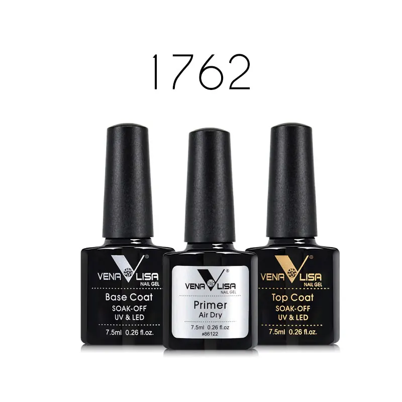 3pcs/set Venalisa Primer Base Coat Topcoat Nail Gel Polish Set Soak Off LED UV Gel Lacquer Nowipe Shiny Nail Gel Manicure Gel