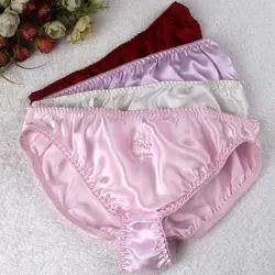 5pcs/lot Mulberry silk female panties women's silk panties female trigonometric silk panties female pants chromophous week