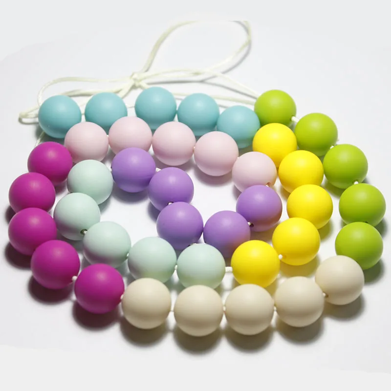 50 Pcs Round Bead Silicone Teething Beads 12 mm Baby Teether Toys Diy Bpa Free Teethers Beads Nurse Necklace 23 Colors