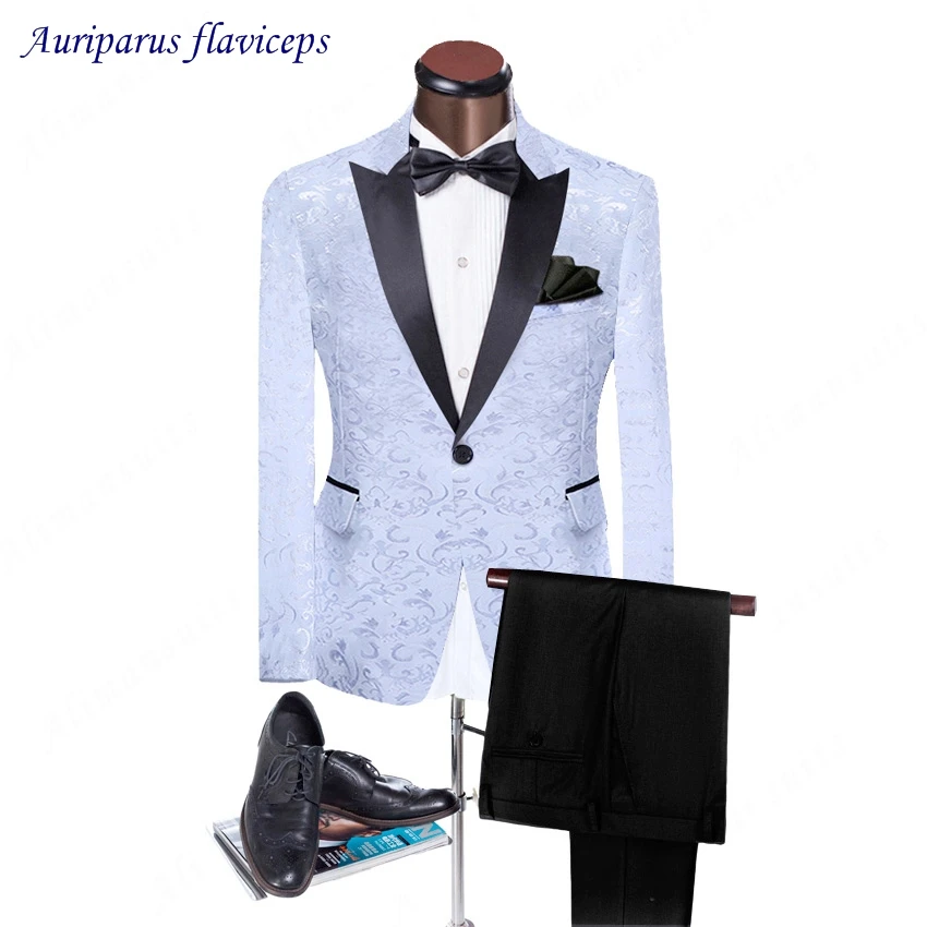 

2023 White Jacket With Black Satin Lapel Groom Tuxedos Groomsmen Best Man Suit Mens Wedding Suits Jacket+Pants+Bow Tie