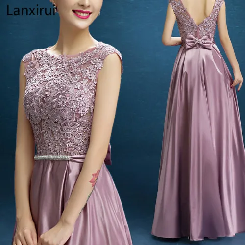 New Arrival Red Blue Pink Purple Floor Length Lady Girl Women Princess Bridesmaid Banquet Party Ball Dress Gown Fast Shipping image 2