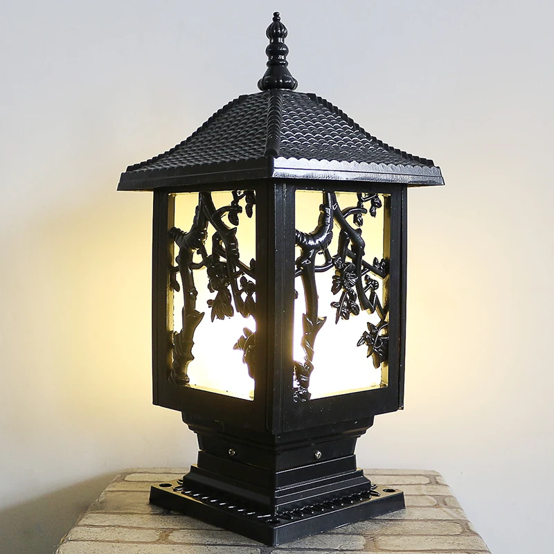 Chinese Style Outdoor Pillar Lamp Park Villa Gazebo Fence Residential Column Light Landscape Chapiter Lighting