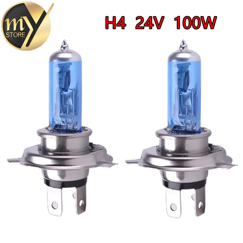 

2pcs 24V H4 100W Super Bright Fog Lights Halogen Bulb High Power Headlight Lamp Car Light Source parking Head White 100/90W