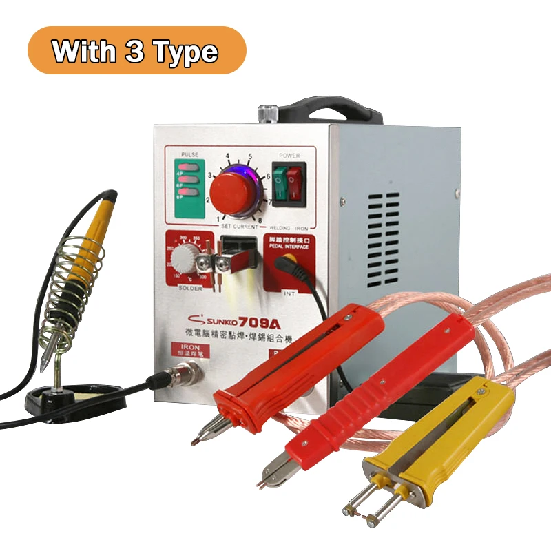 SUNKKO 709A Spot Welder 1.9KW High Power Precision Pulse Battery Spot Welding Machine T12 Soldering Iron For 18650 Battery Packs