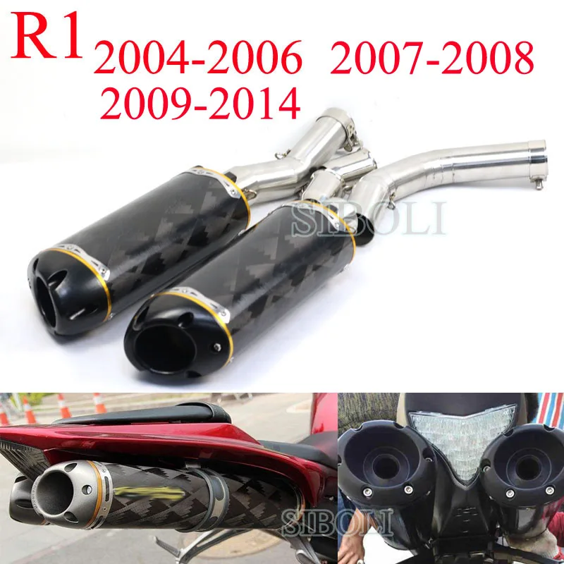 R1 Motorcycle Full Systems Exhaust Muffler Link Pipe For Yamaha YZF-R1 2004 2005 2006 2007 2008 2009 2010 2011 2012 2013 2014