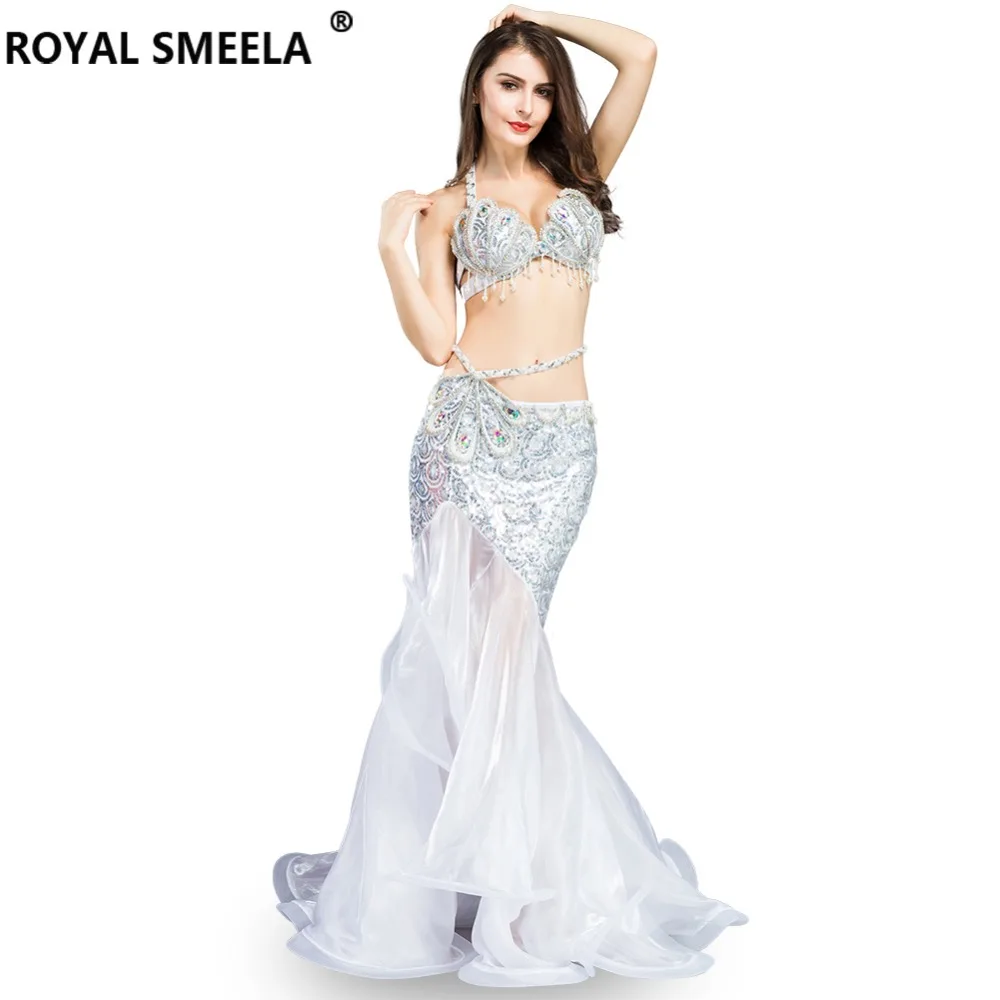 Sexy Belly Dancing Outfit For Women Stage Performance Belly Dancer Dress Sequined Peacock Carnival Belly Dance Costume Bra Skirt