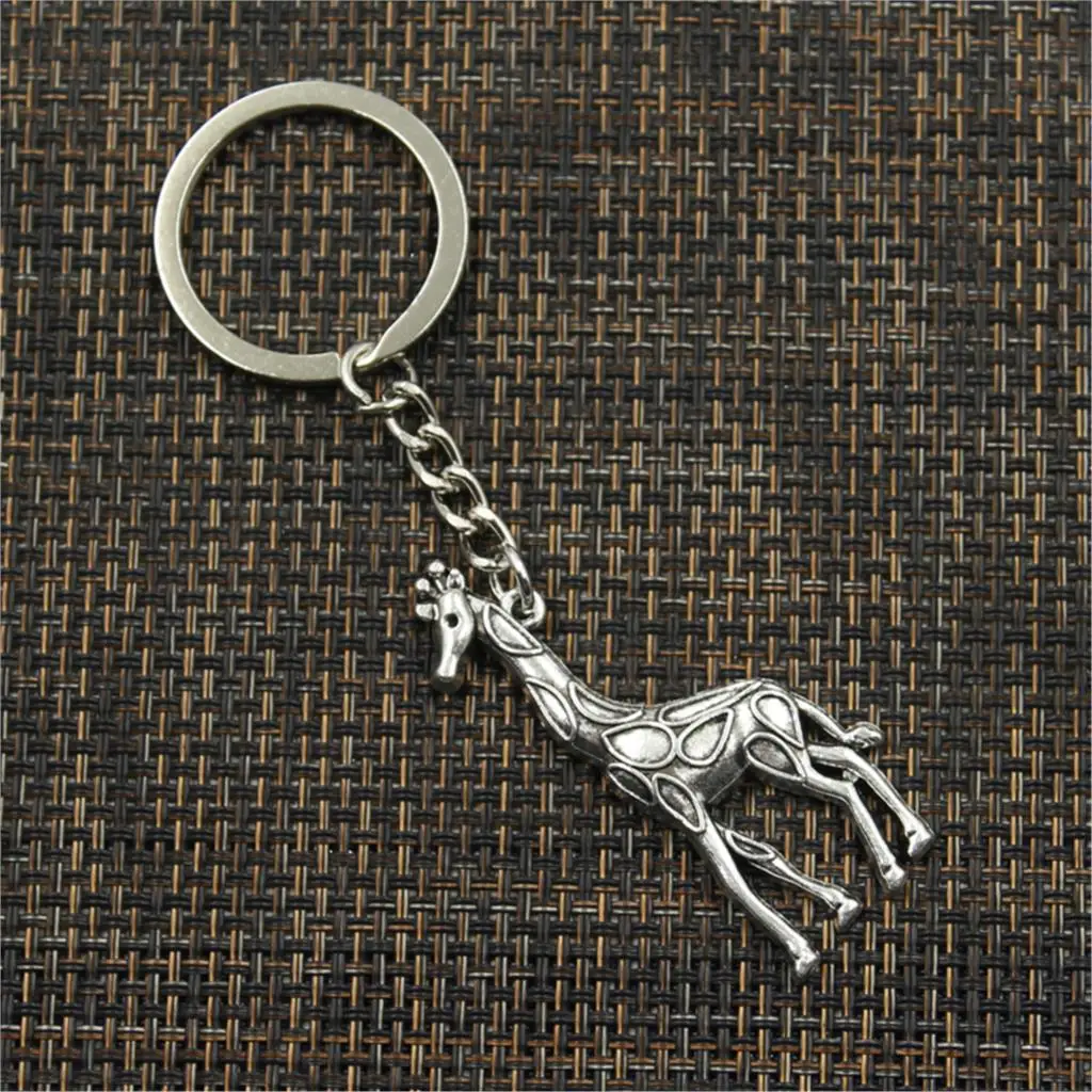 Fashion Keychain 53x23mm Giraffe Deer Pendants DIY Men Jewelry Car Key Chain Ring Holder Souvenir For Gift