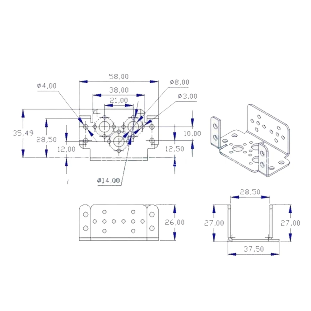 Multifunzione Servo Staffa + Sterzo a Vite Robot Telaio Braccio Meccanico per MG995 MG996R S3003