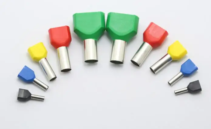 100pcs TE6014 2x6mm2 Double tube line nose needle shape Insulated Bootlace Ferrule Terminal