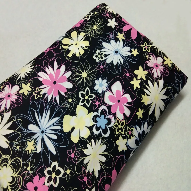 Graceful Stretchable Flower Printed Cotton Spandex Fabric 50x120cm Textile Patchwork Baby Cloth Apparel Dress Home Decoration