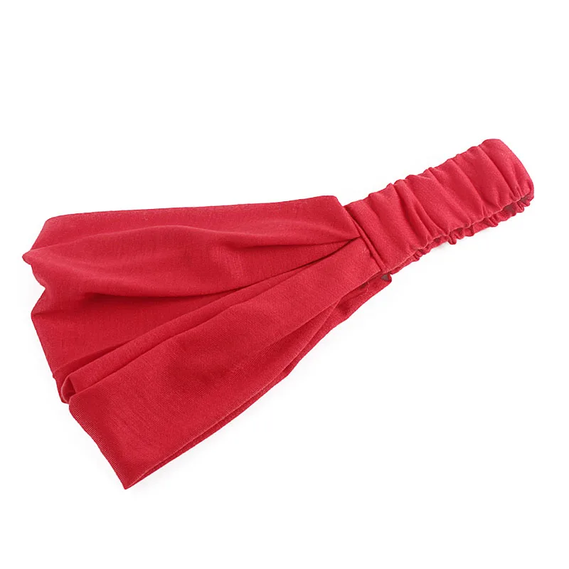 Fashion Women Cotton Headband Elastic Wide Soft Girls Sports Yoga Knotted Turban Solid Color Hair Band Bandana Hair Accessories