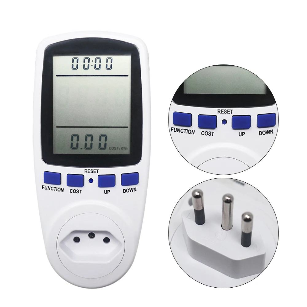 EU/BR/FR Plug Digital Wattmeter AC Power Meter Power Consumption Analyzer Electronic Power Energy Meter Measuring Outlet Socket