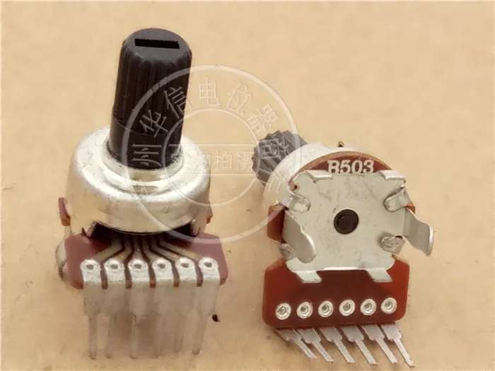 5pcs RK1212G vertical volume dual potentiometer B503 B50K / flower axis white shell