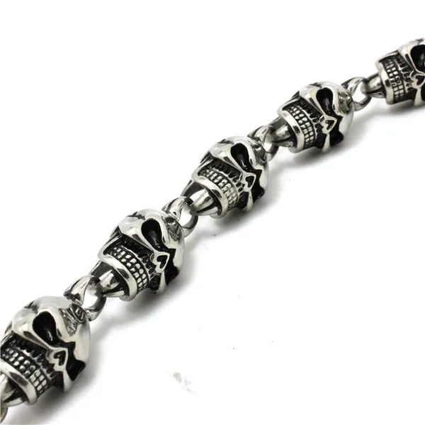 Hot!! Fast Shipping Polishing Sliver Ghost Skull Bracelet 316 Stainless Steel Hot Sale Cool Skull Bracelet