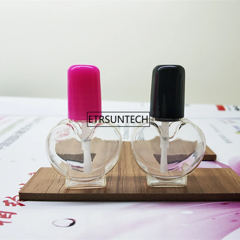 

500pcs 6-7ML Nail Polish Bottle with Brush Refillable Empty Cosmetic Containor Transparent plastic bottle F2361