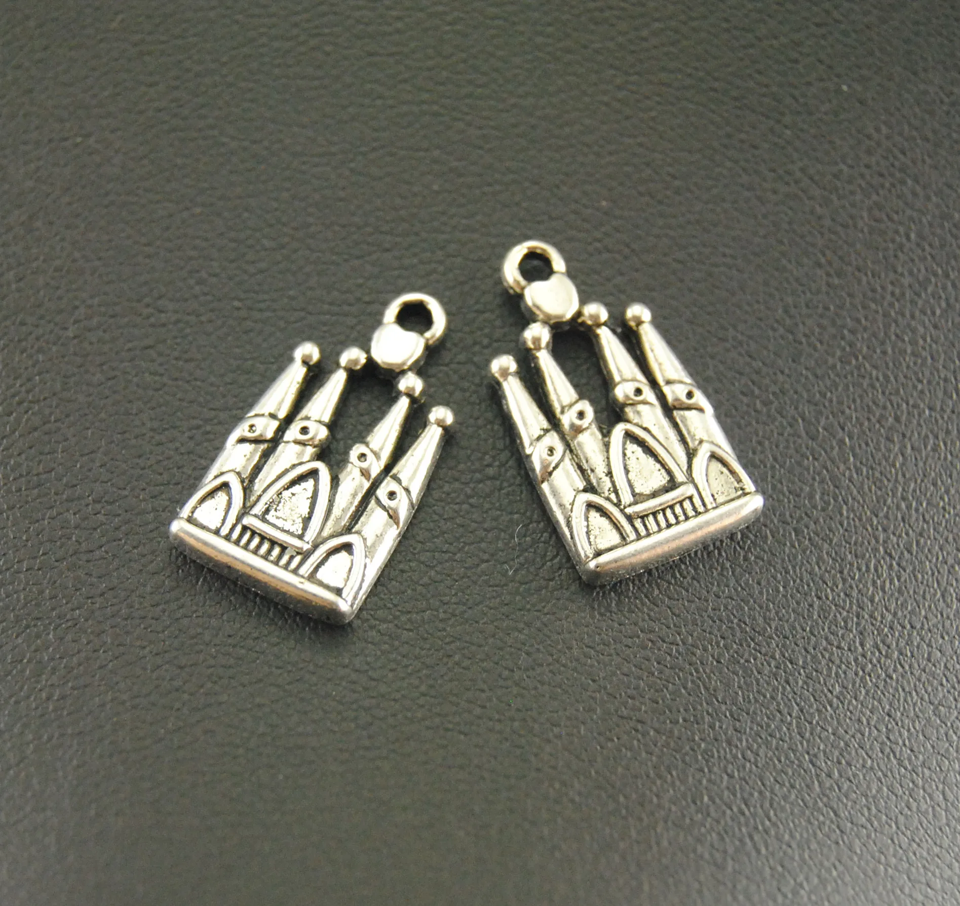 30 pcs  Silver Color Castle Charm Diy Jewelry wholesale  jewelry accessories 21x11mm A914