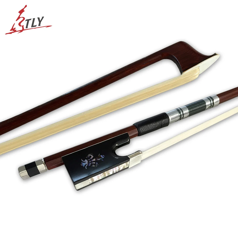 High Quality 4/4 Violin Bow Carved Orchid Ebony Frog High-class Brazilwood White Mane Fiddle Bow Professional Violin Parts