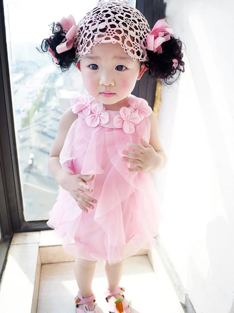 Summer Sleeveless Girls Chiffon Dress Flowers Kids Girl Birthday Party Dresses Baby Clothes Vestidos