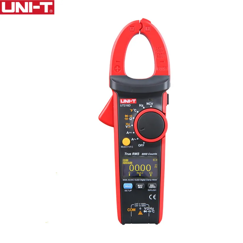UNI-T UT216D 600A Digital Clamp Meters NCV V.F.C Diode LCD Backlight OLED Display Analogue Bar Graph Work Light