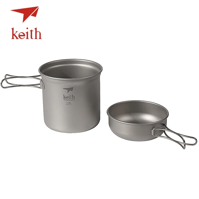 Keith Pure Titanium Pots Set Camping Cookware Tableware Cutlery Picnic Cooking Set Bowl Pot Pan Outdoor Travel Hiking Cooker